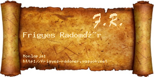 Frigyes Radomér névjegykártya